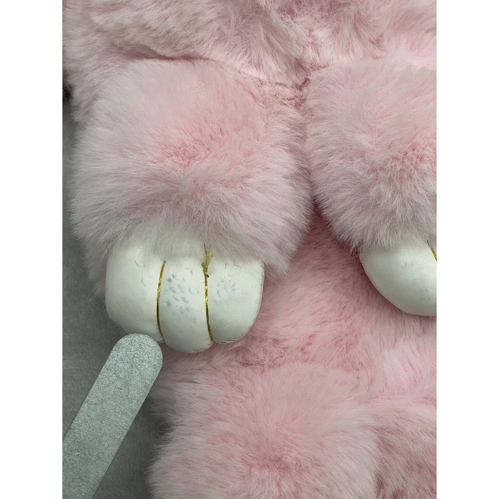 Pink Plush Bunny Rabbit Bag Purse with Gold Chain – Faux Fur – 13